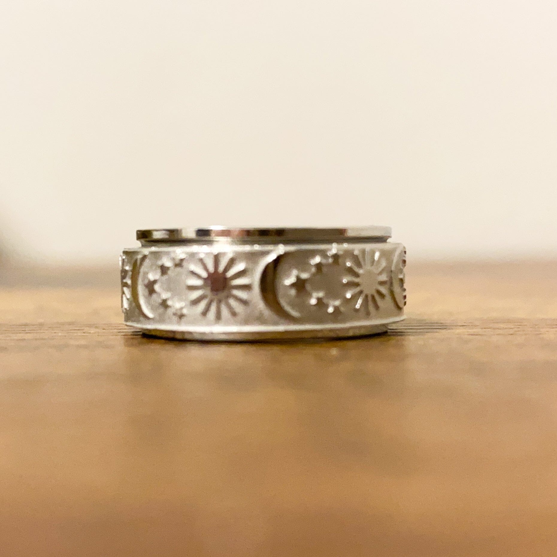 Vintage Style Moon and Star Spinner Ring The Autistic Innovator 6 Silver 