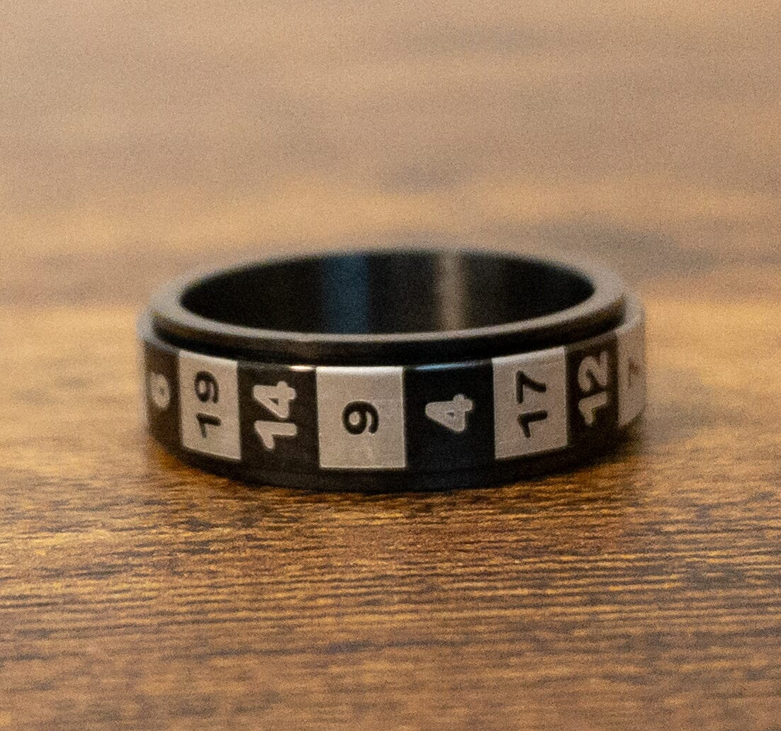 Checkered Numbers Spinner Fidget Ring The Autistic Innovator Black 6 