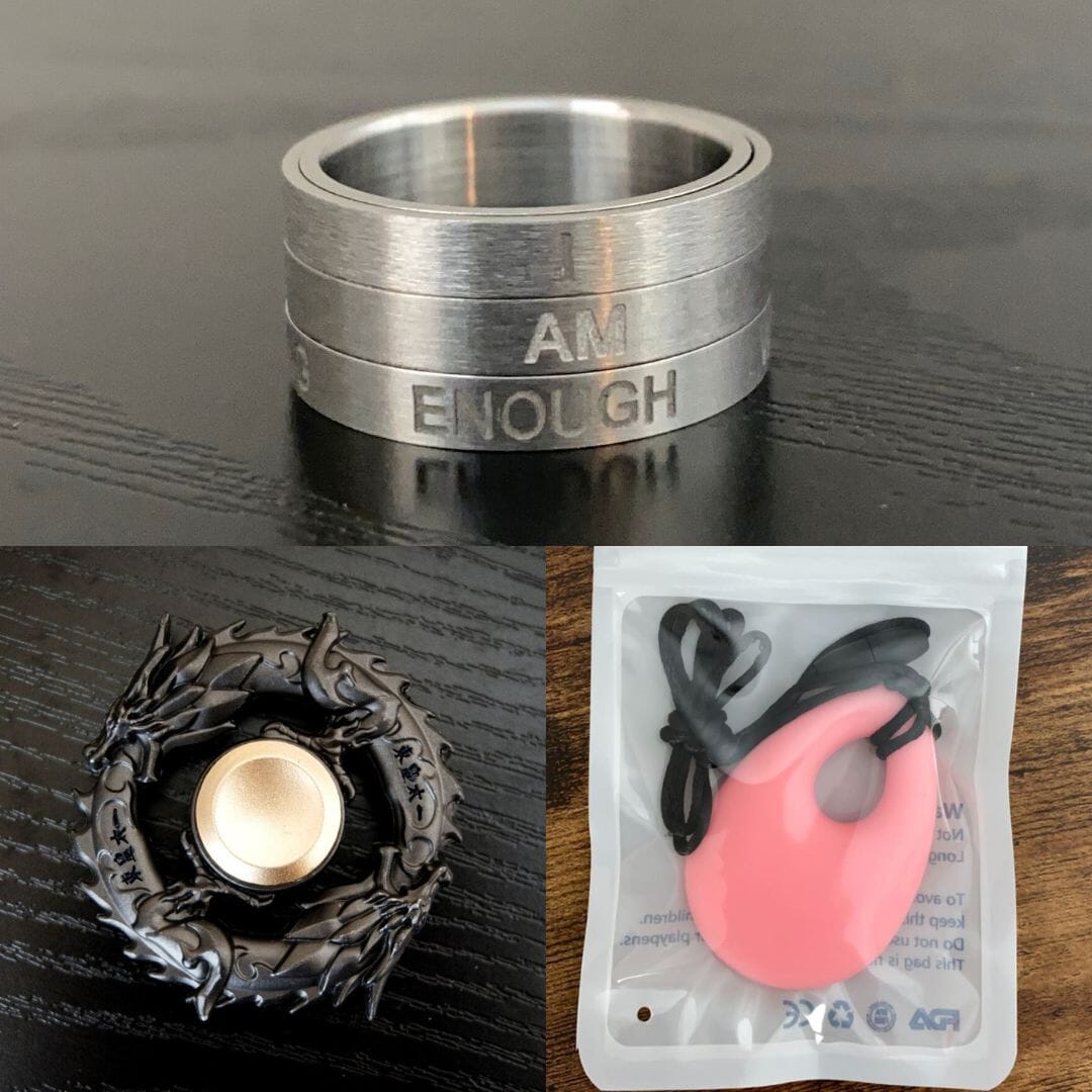 Affirmation Spinner Ring + Chewelry & Fidget 5 Pink 