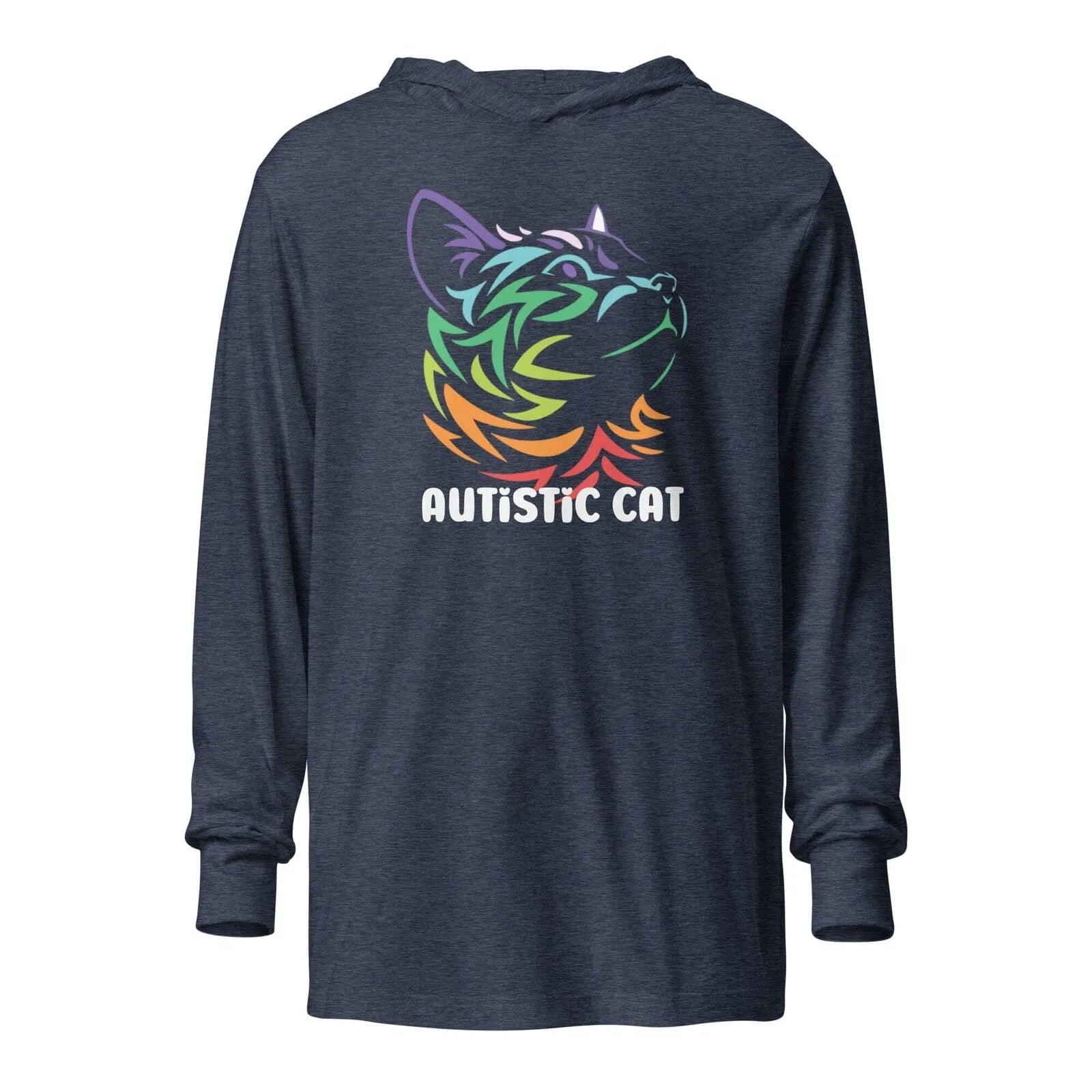 Autistic Cat Unisex Hooded long-sleeve tee Heather Navy XS 