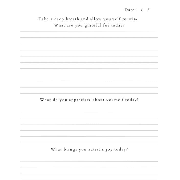 Autistic Self-Acceptance Printable Gratitude Journal - The Autistic Innovator