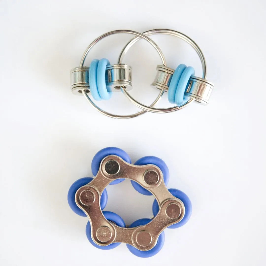 Bike Chain Fidget Toy Set Blue & Turqouise 