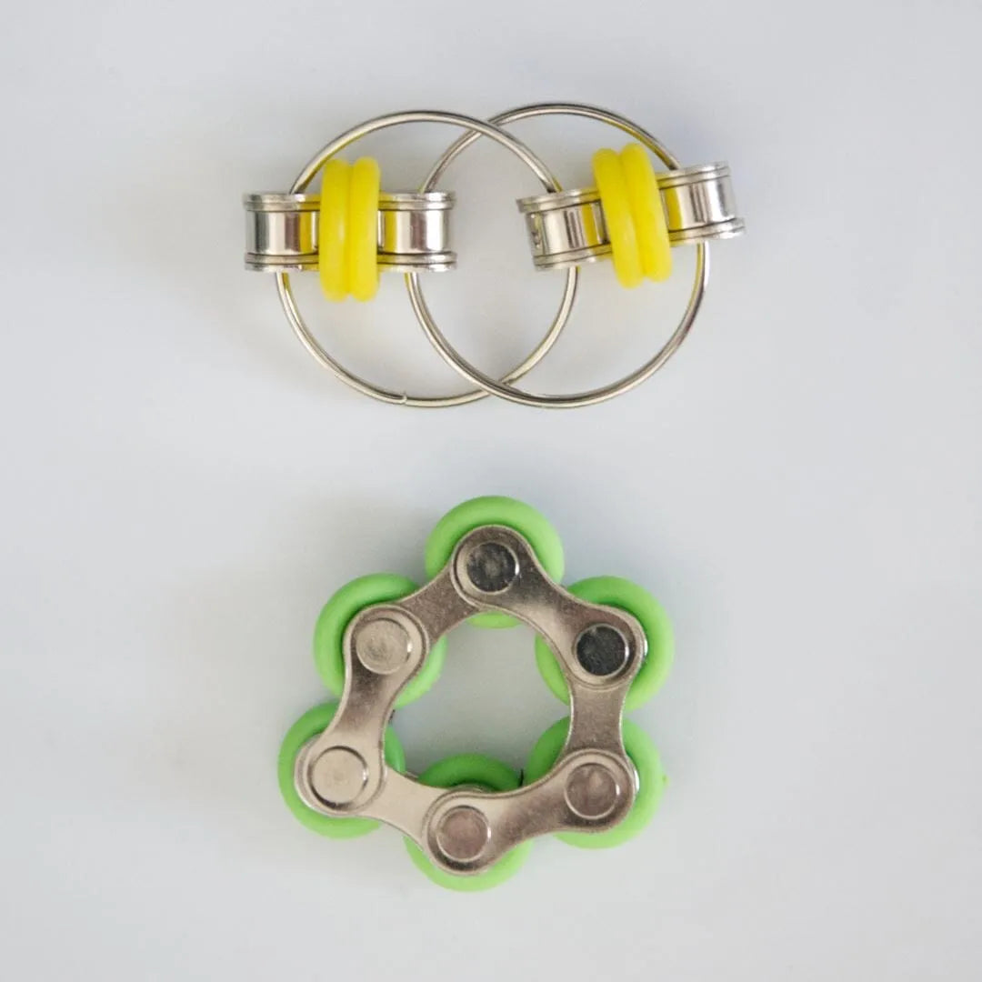 Bike Chain Fidget Toy Set Green & Yellow 