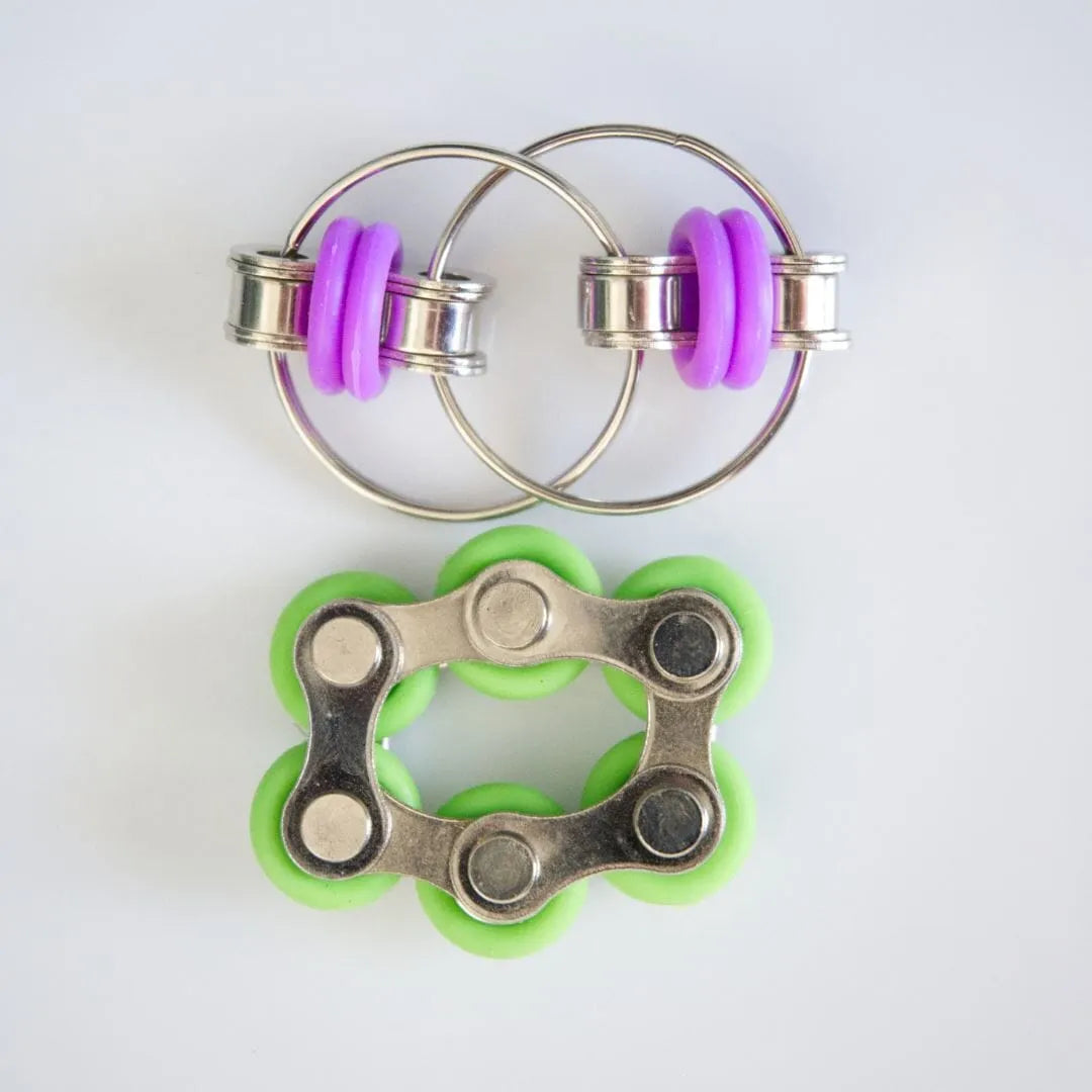 Bike Chain Fidget Toy Set Purple & Green 