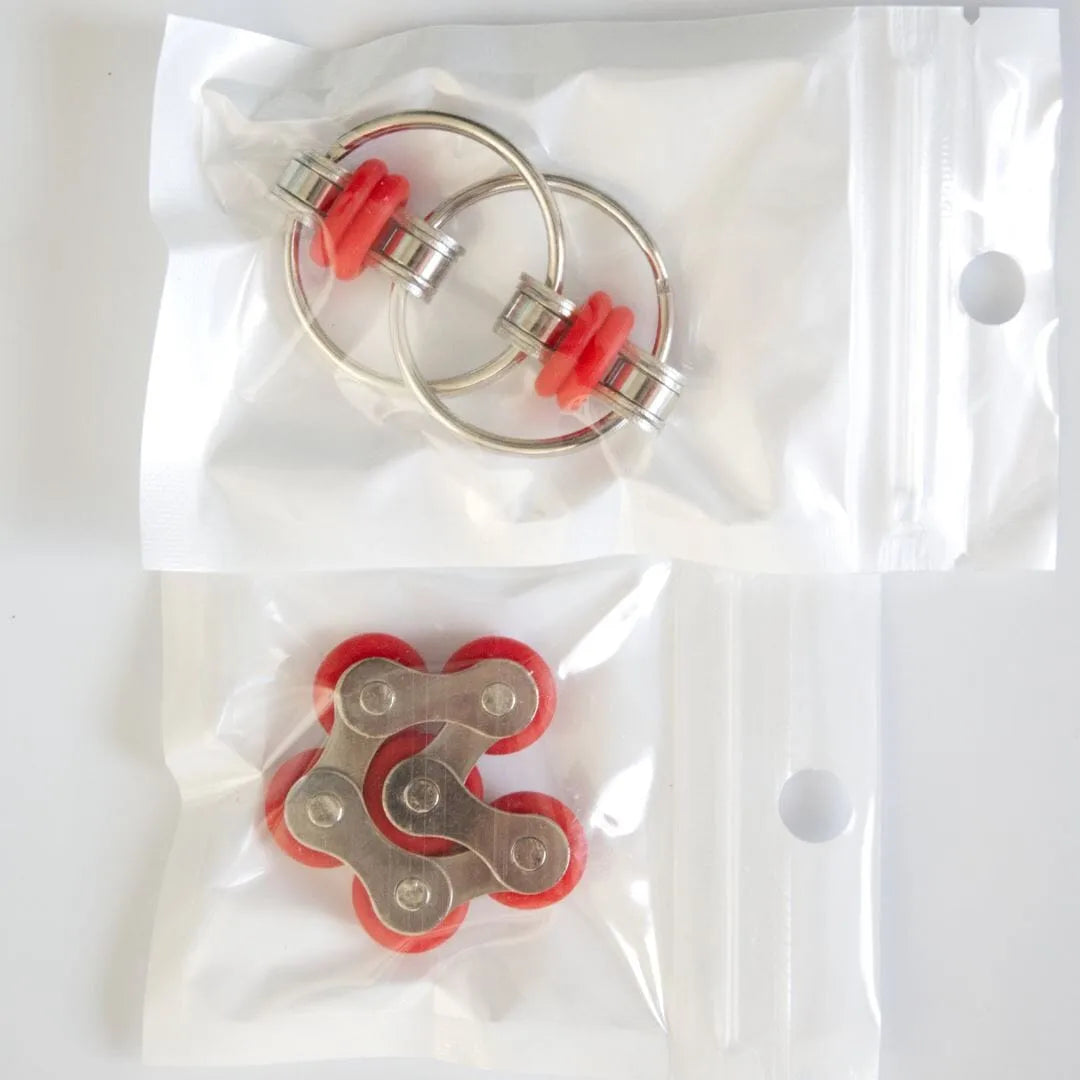Bike Chain Fidget Toy Set Red 