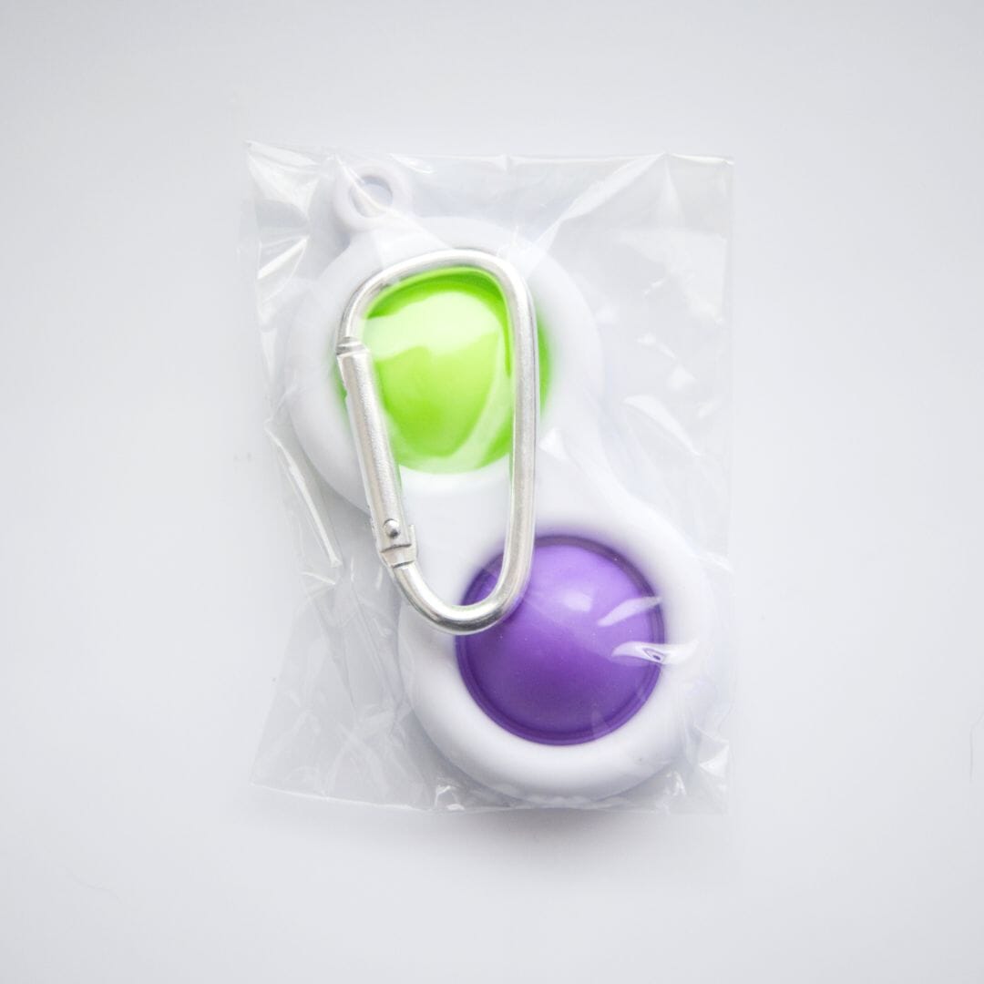 Simple Dimple Stim Toy Keychain Purple & Green 