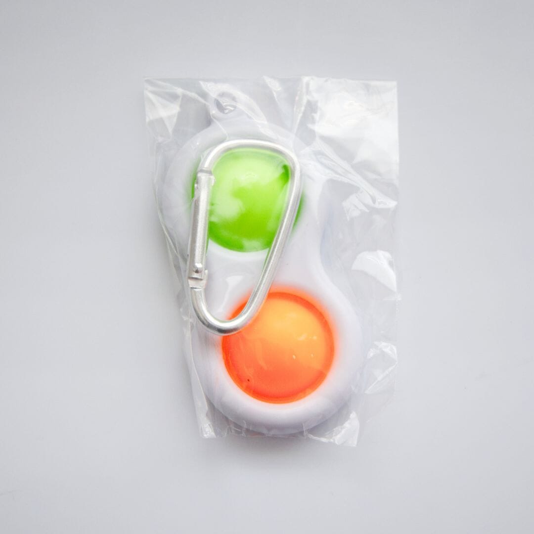 Simple Dimple Stim Toy Keychain Orange & Green 