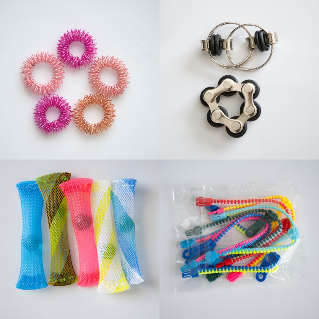 Bulk Fidget Toy Bundle (18 Fidgets) Pink Rose Black 