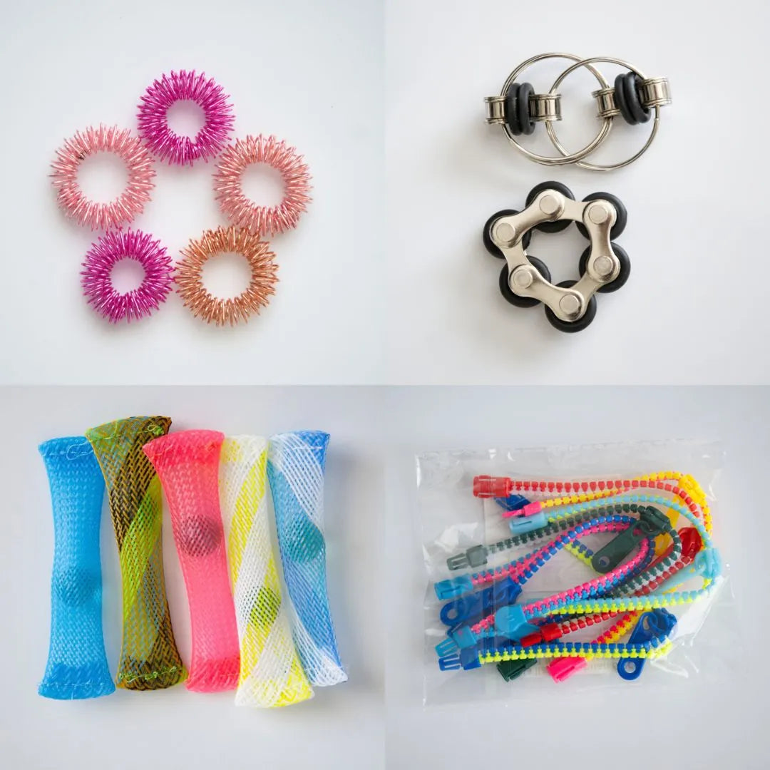 Bulk Fidget Toy Bundle (18 Fidgets) Pink Rose Black 