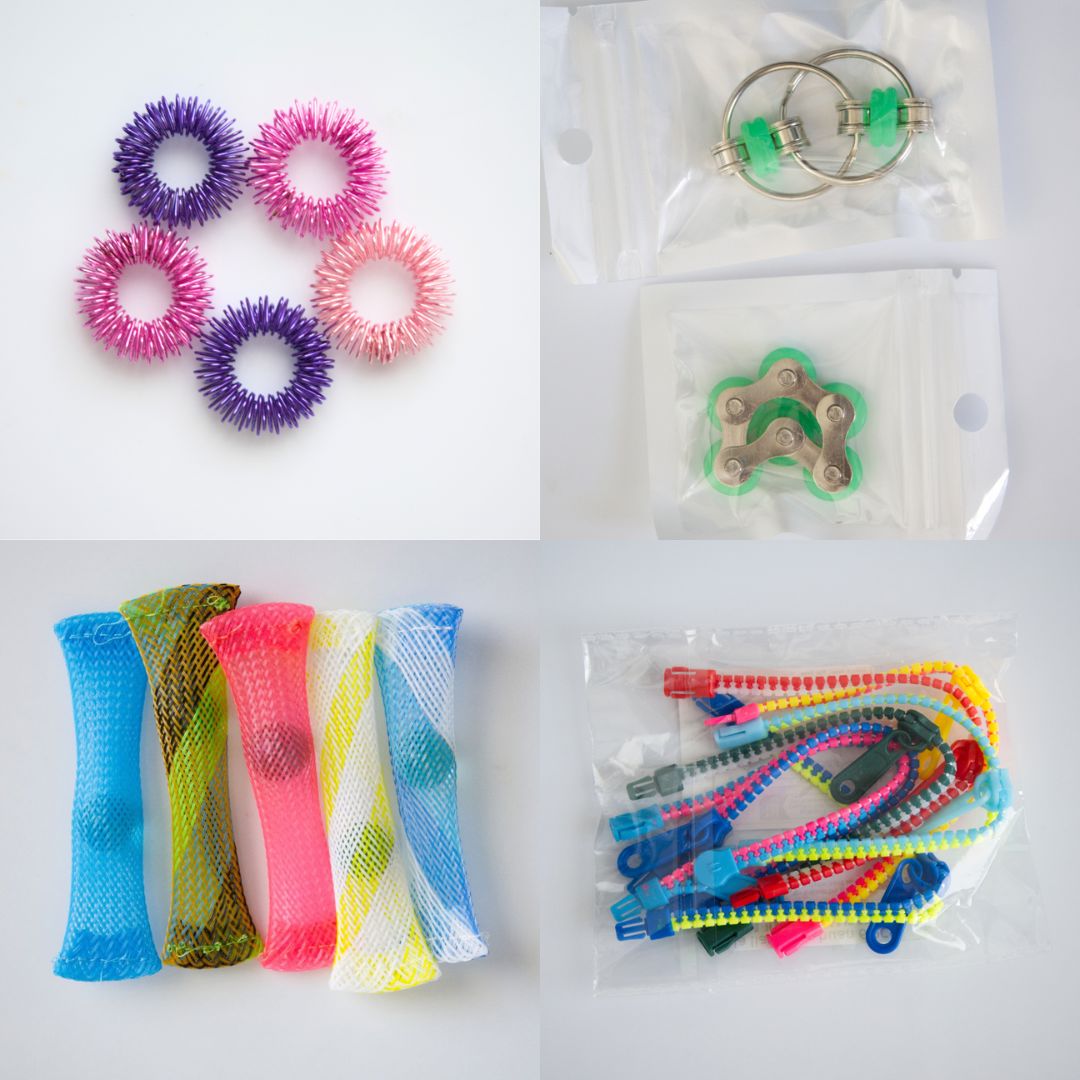 Bulk Fidget Toy Bundle (18 Fidgets) Pink & Purple Green 