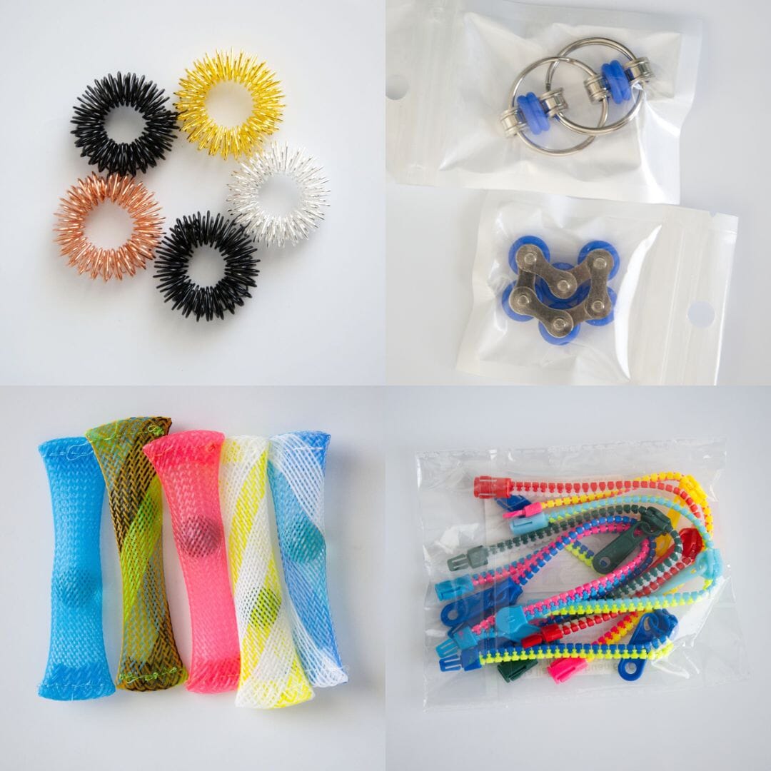 Bulk Fidget Toy Bundle (18 Fidgets) Metallic Blue 