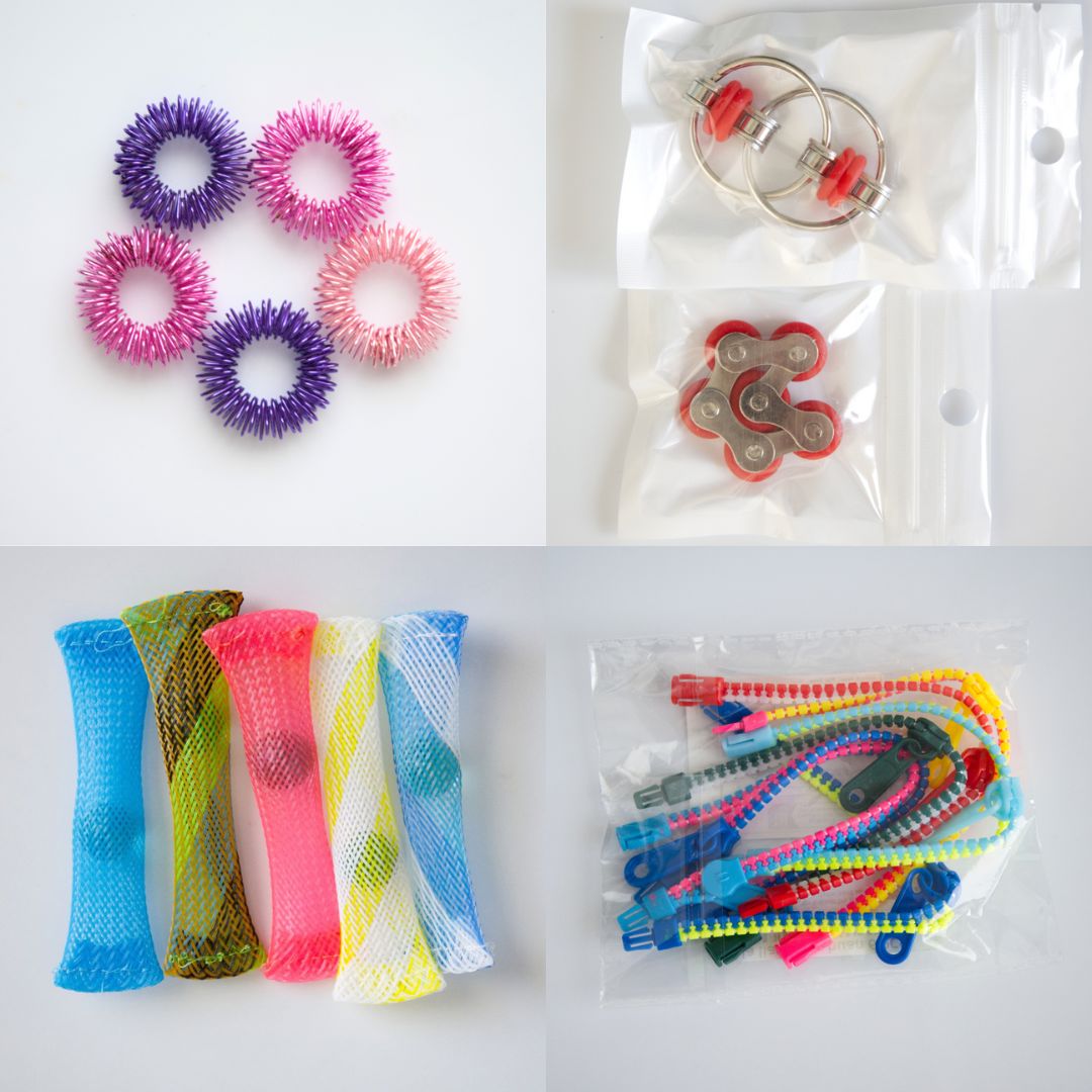 Bulk Fidget Toy Bundle (18 Fidgets) Pink & Purple Red 