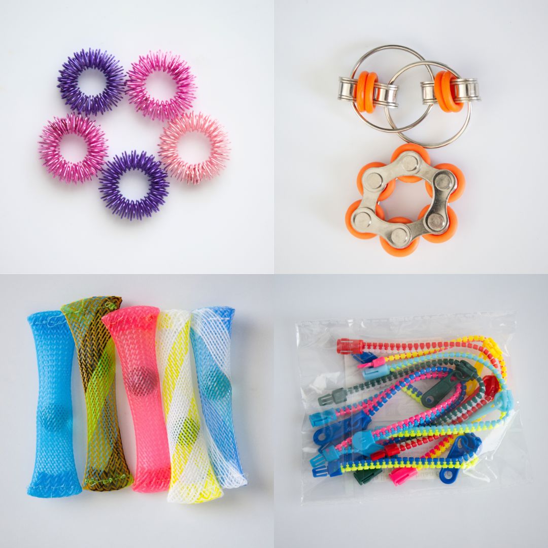 Bulk Fidget Toy Bundle (18 Fidgets) Pink & Purple Orange 