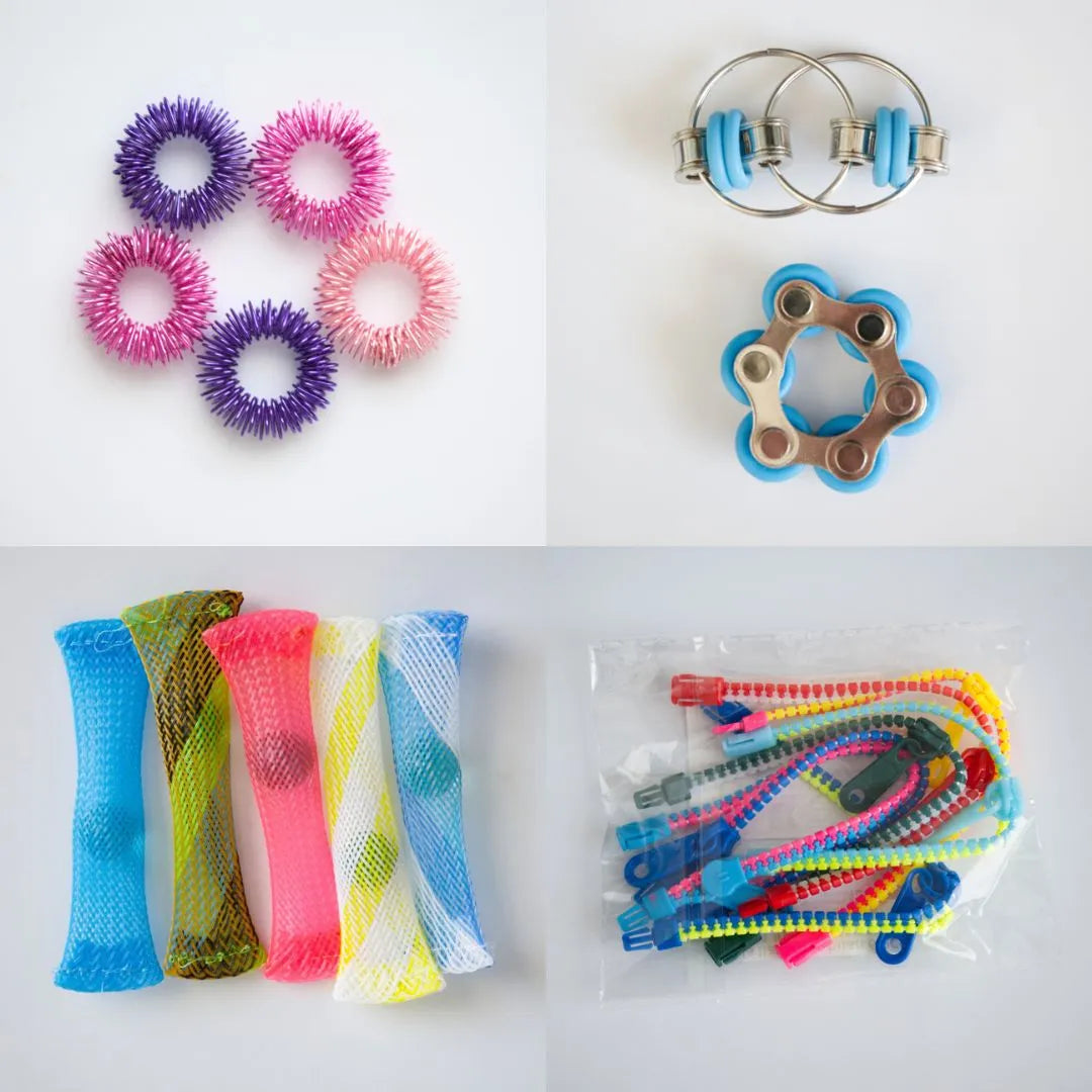 Bulk Fidget Toy Bundle (18 Fidgets) Pink & Purple Turquoise 