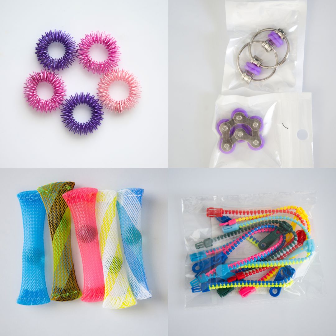 Bulk Fidget Toy Bundle (18 Fidgets) Pink & Purple Purple 