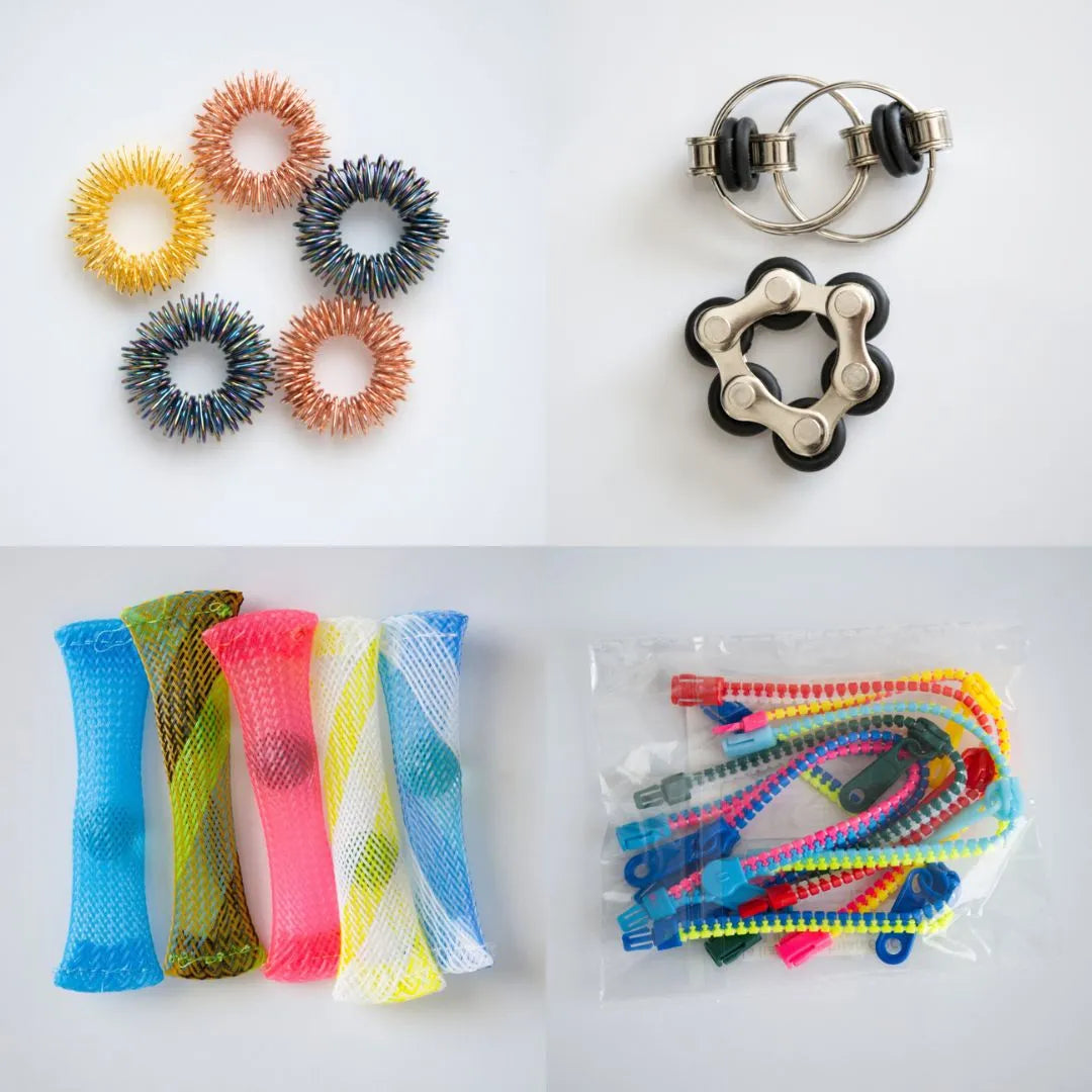 Bulk Fidget Toy Bundle (18 Fidgets) Rose Rainbow Black 