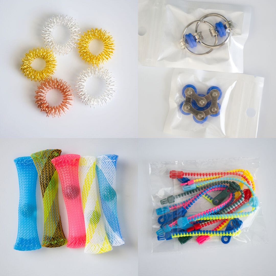 Bulk Fidget Toy Bundle (18 Fidgets) Golden Blue 