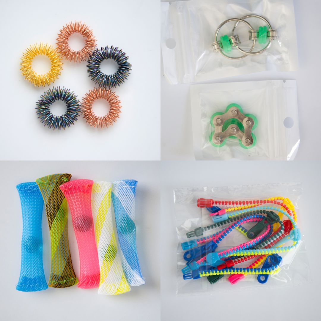 Bulk Fidget Toy Bundle (18 Fidgets) Rose Rainbow Green 