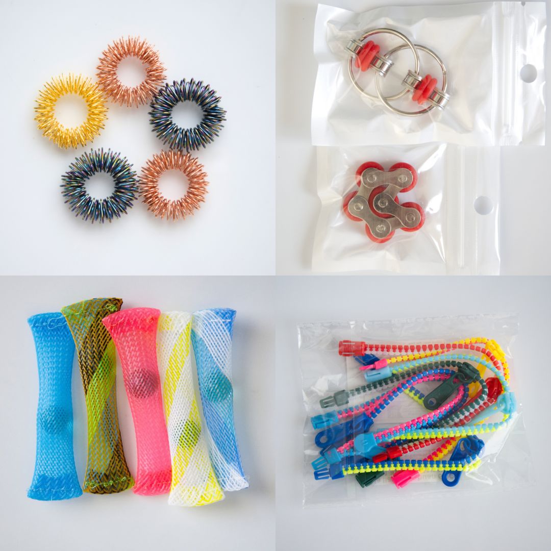 Bulk Fidget Toy Bundle (18 Fidgets) Rose Rainbow Red 