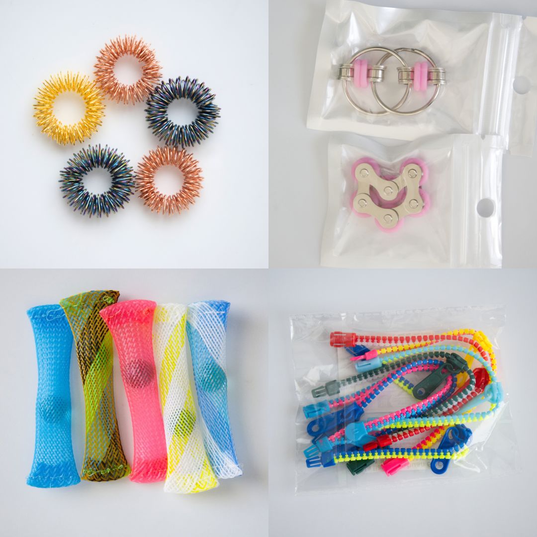 Bulk Fidget Toy Bundle (18 Fidgets) Rose Rainbow Pink 