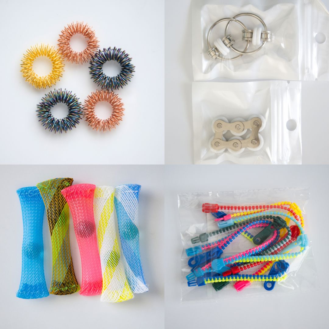 Bulk Fidget Toy Bundle (18 Fidgets) Rose Rainbow White 