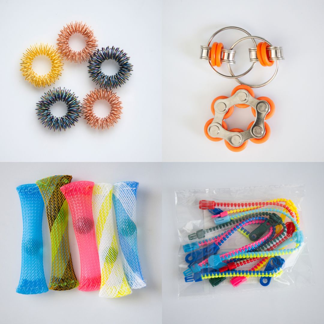 Bulk Fidget Toy Bundle (18 Fidgets) Rose Rainbow Orange 