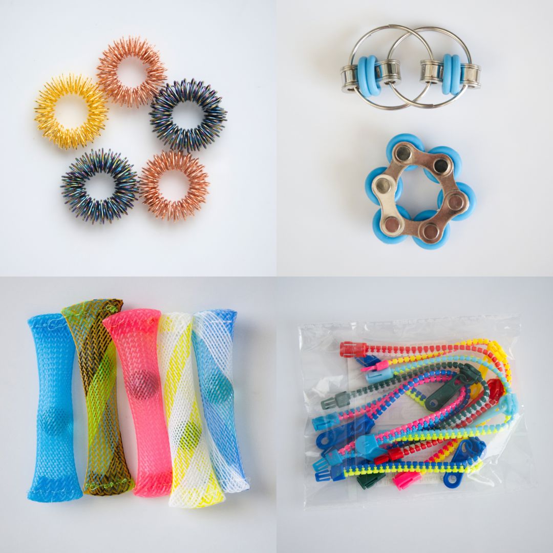 Bulk Fidget Toy Bundle (18 Fidgets) Rose Rainbow Turquoise 