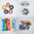 Bulk Fidget Toy Bundle (18 Fidgets) Rose Rainbow Turquoise 
