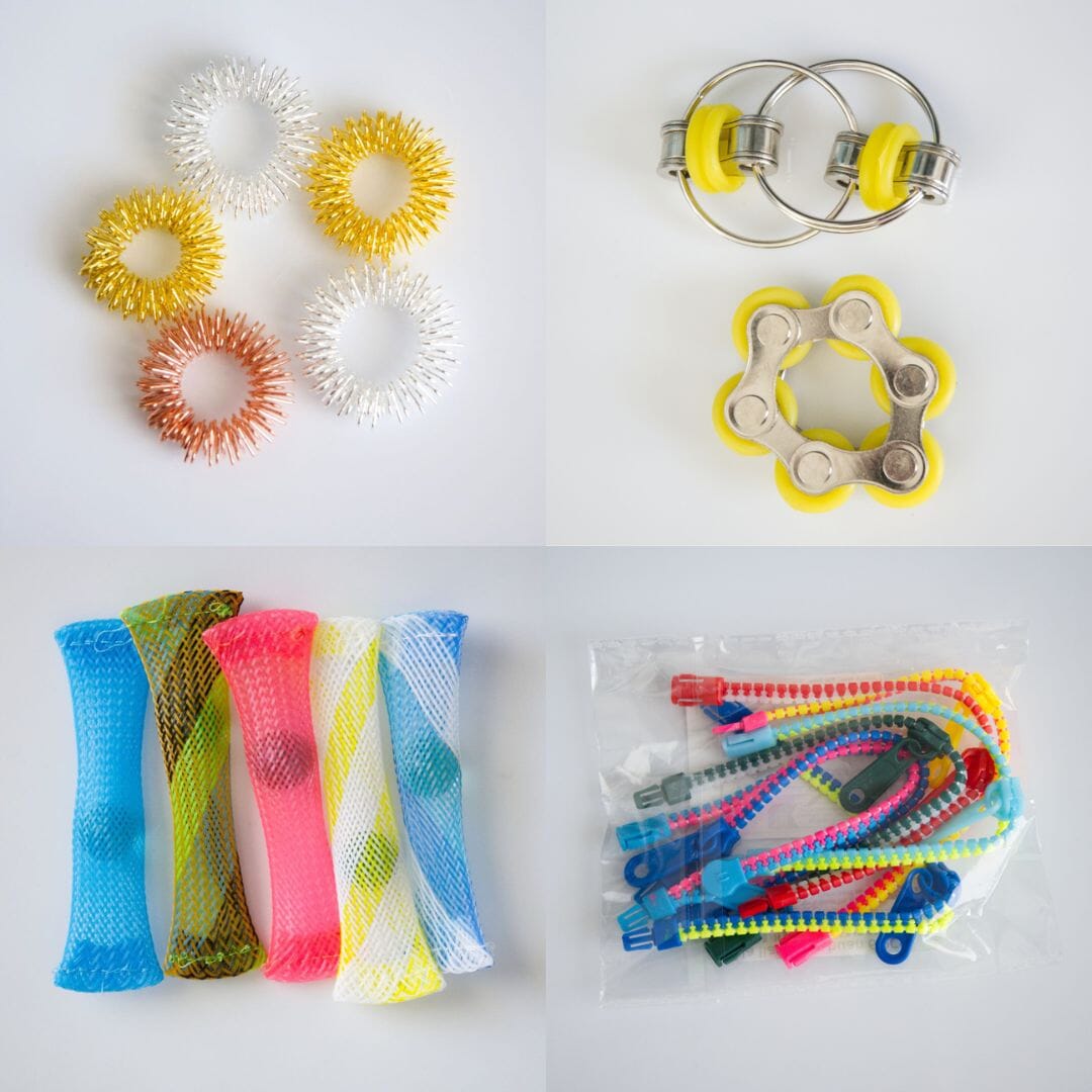 Bulk Fidget Toy Bundle (18 Fidgets) Golden Yellow 