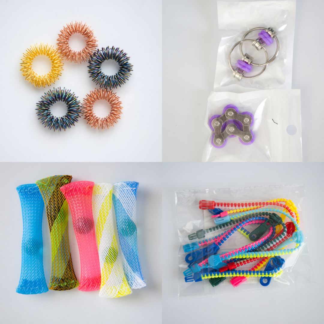Bulk Fidget Toy Bundle (18 Fidgets) Rose Rainbow Purple 