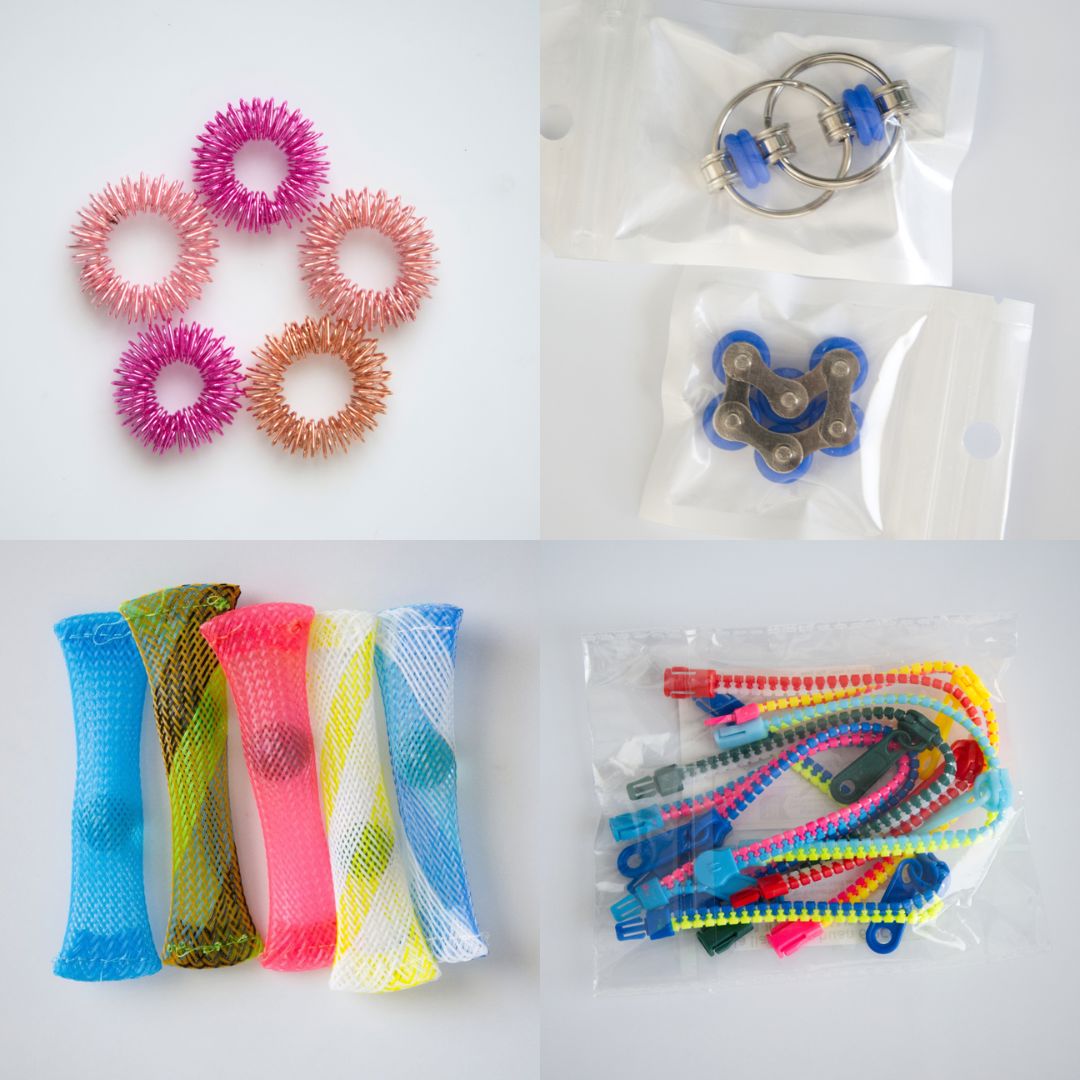 Bulk Fidget Toy Bundle (18 Fidgets) Pink Rose Blue 