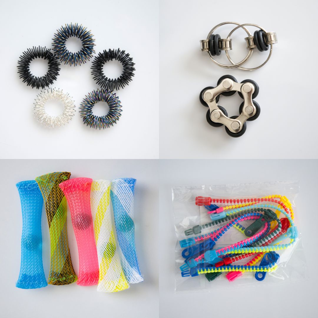 Bulk Fidget Toy Bundle (18 Fidgets) Black Rainbow Black 