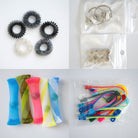 Bulk Fidget Toy Bundle (18 Fidgets) Black Rainbow White 
