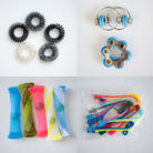 Bulk Fidget Toy Bundle (18 Fidgets) Black Rainbow Turquoise 