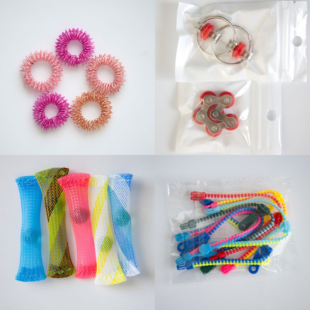 Bulk Fidget Toy Bundle (18 Fidgets) Pink Rose Red 