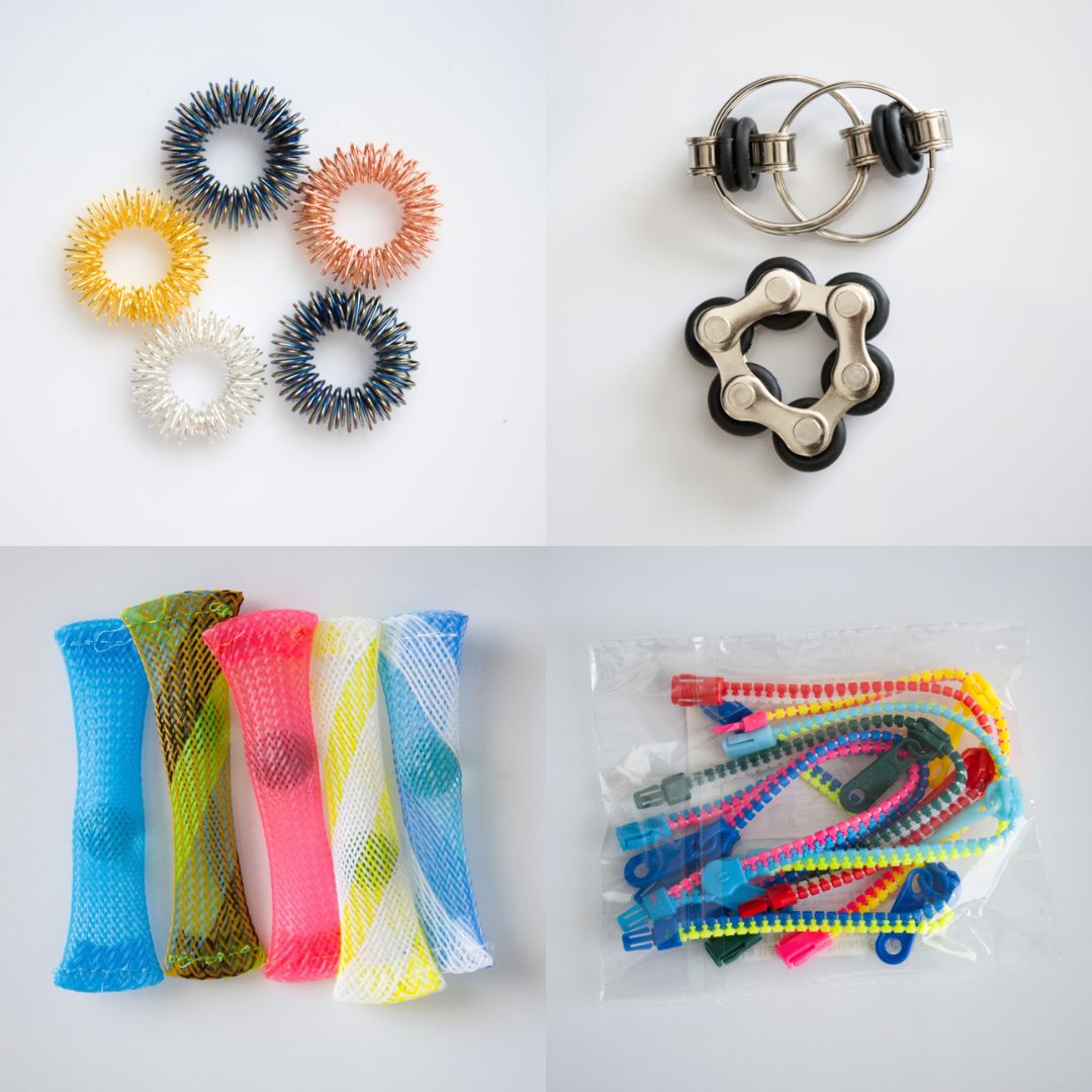 Bulk Fidget Toy Bundle (18 Fidgets) Golden Rainbow Black 