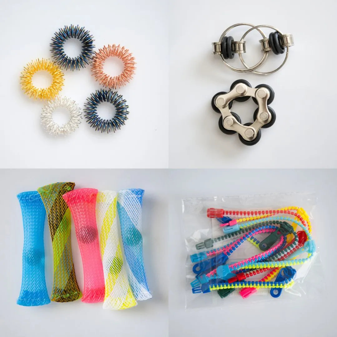 Bulk Fidget Toy Bundle (18 Fidgets) Golden Rainbow Black 
