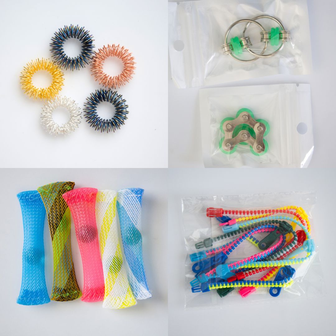 Bulk Fidget Toy Bundle (18 Fidgets) Golden Rainbow Green 
