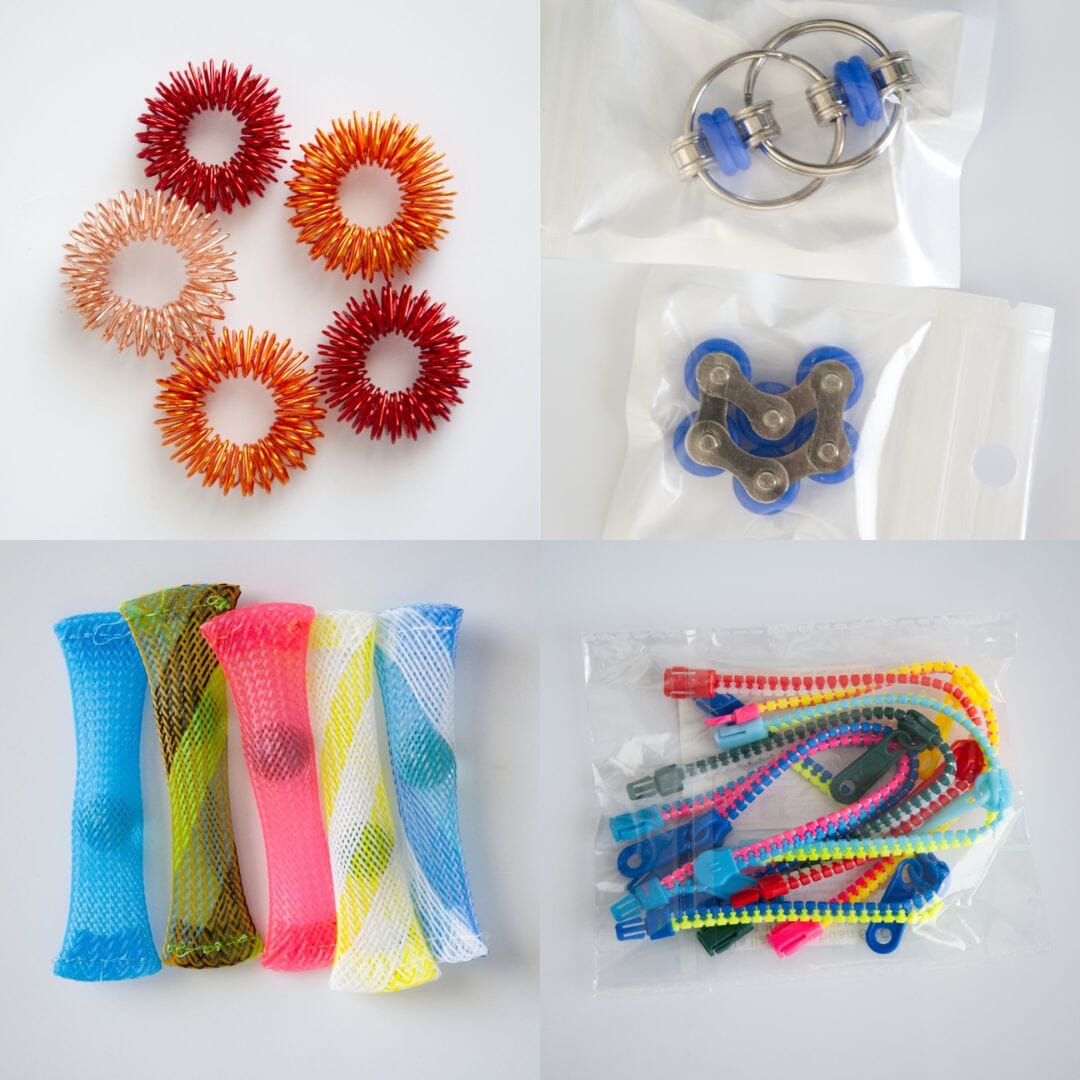 Bulk Fidget Toy Bundle (18 Fidgets) 70's Modern Blue 