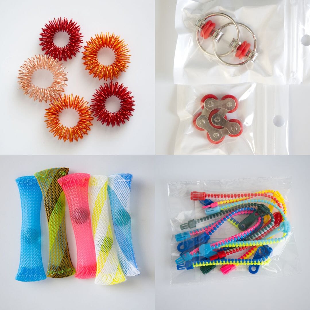 Bulk Fidget Toy Bundle (18 Fidgets) 70's Modern Red 