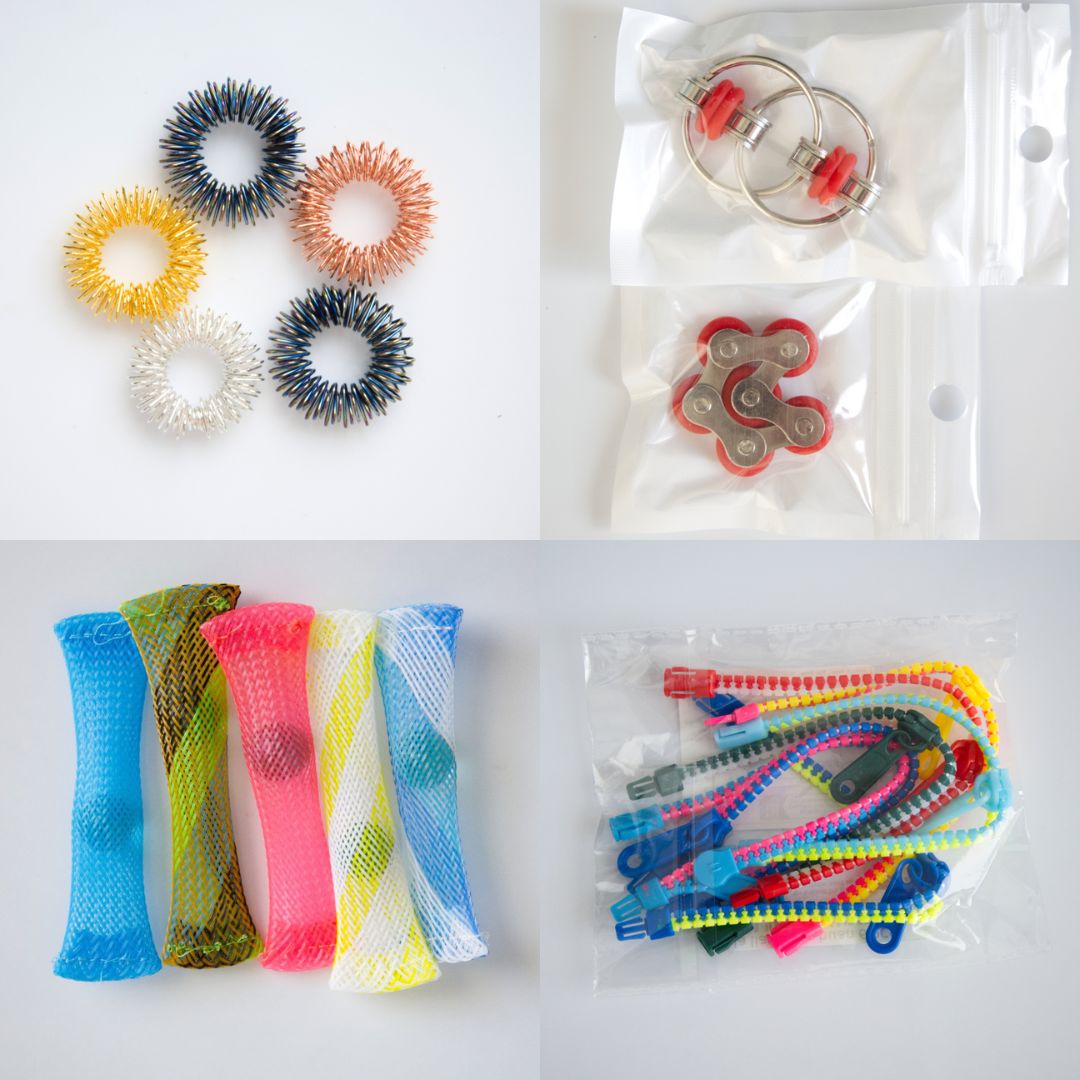 Bulk Fidget Toy Bundle (18 Fidgets) Golden Rainbow Red 