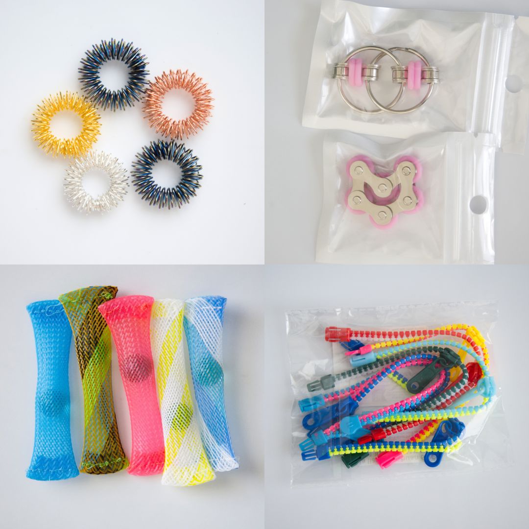 Bulk Fidget Toy Bundle (18 Fidgets) Golden Rainbow Pink 