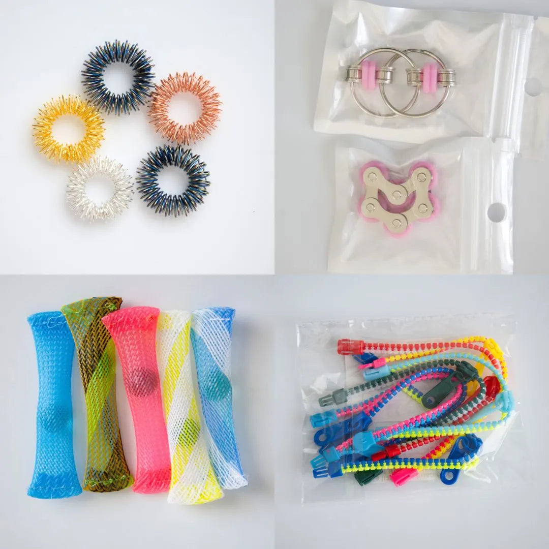 Bulk Fidget Toy Bundle (18 Fidgets) Golden Rainbow Pink 
