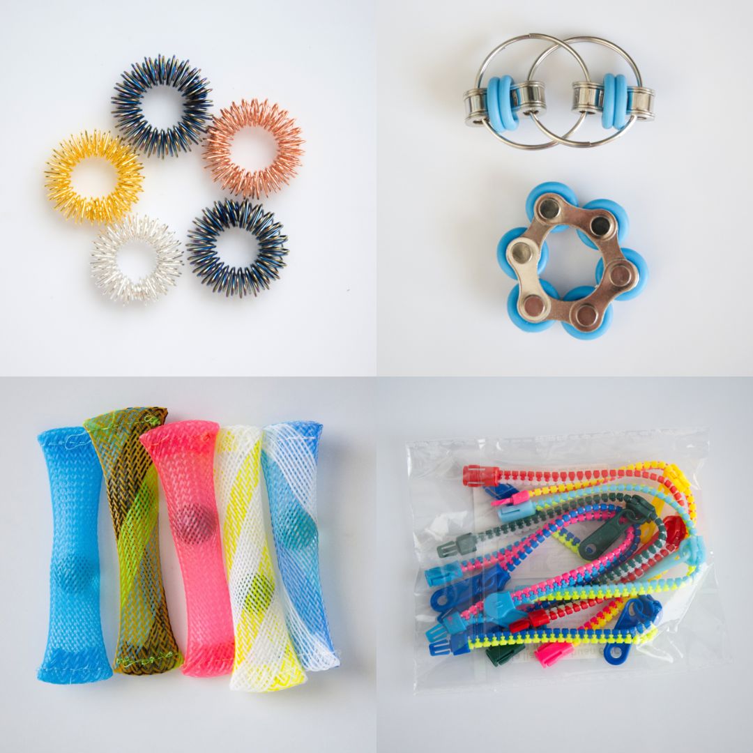 Bulk Fidget Toy Bundle (18 Fidgets) Golden Rainbow Turquoise 