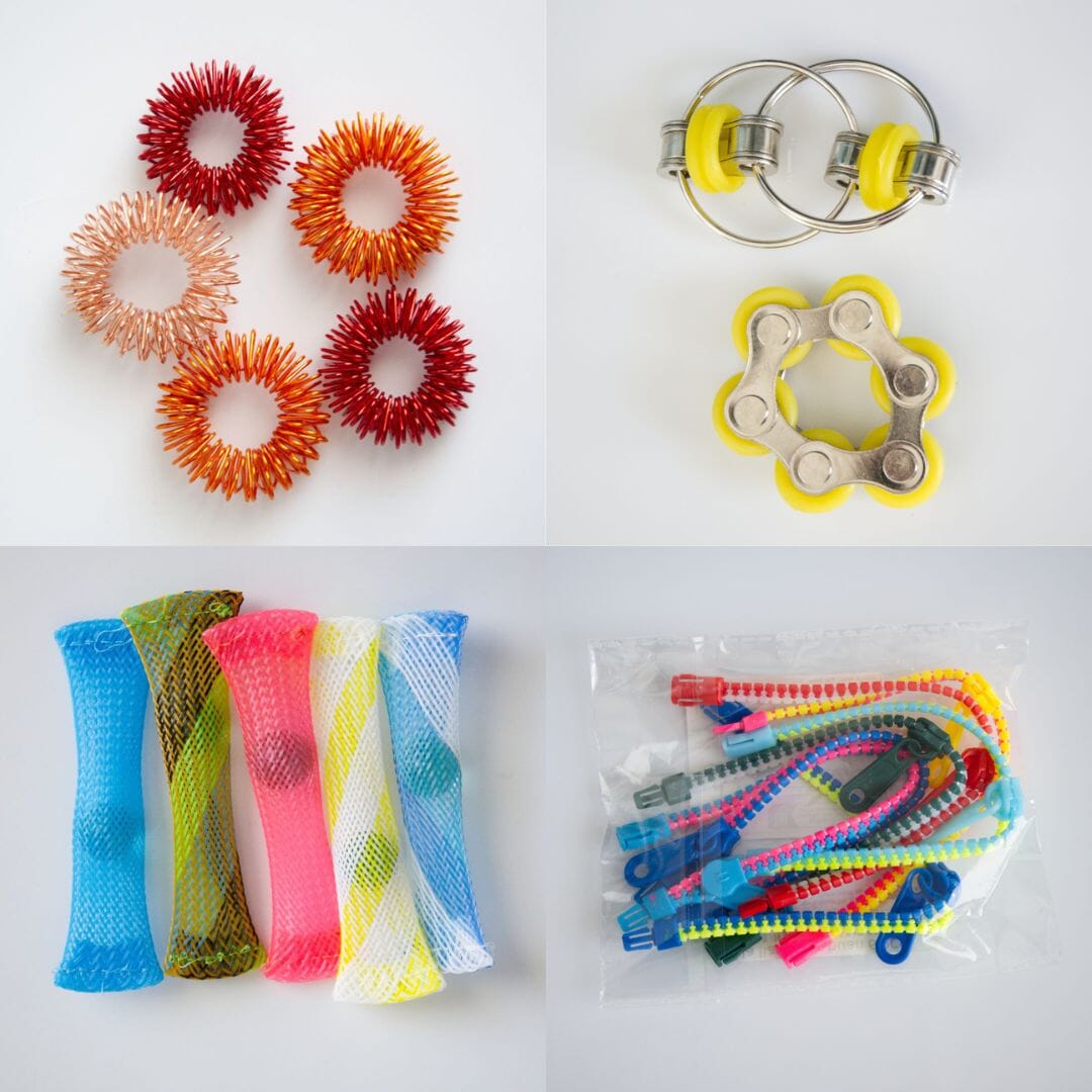 Bulk Fidget Toy Bundle (18 Fidgets) 70's Modern Yellow 