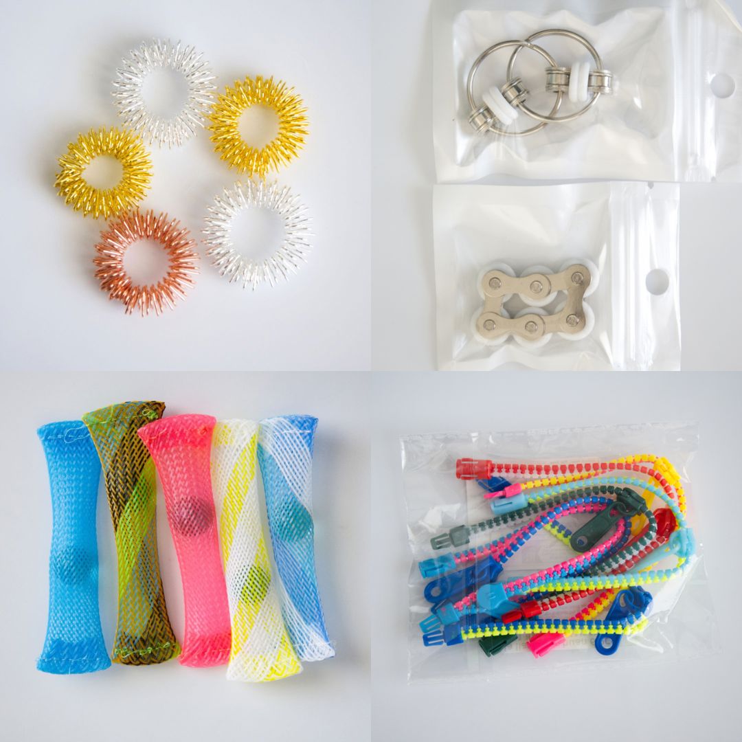 Bulk Fidget Toy Bundle (18 Fidgets) Golden White 