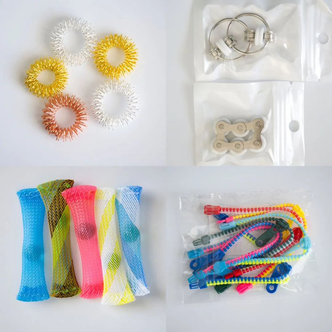 Bulk Fidget Toy Bundle (18 Fidgets) Golden White 