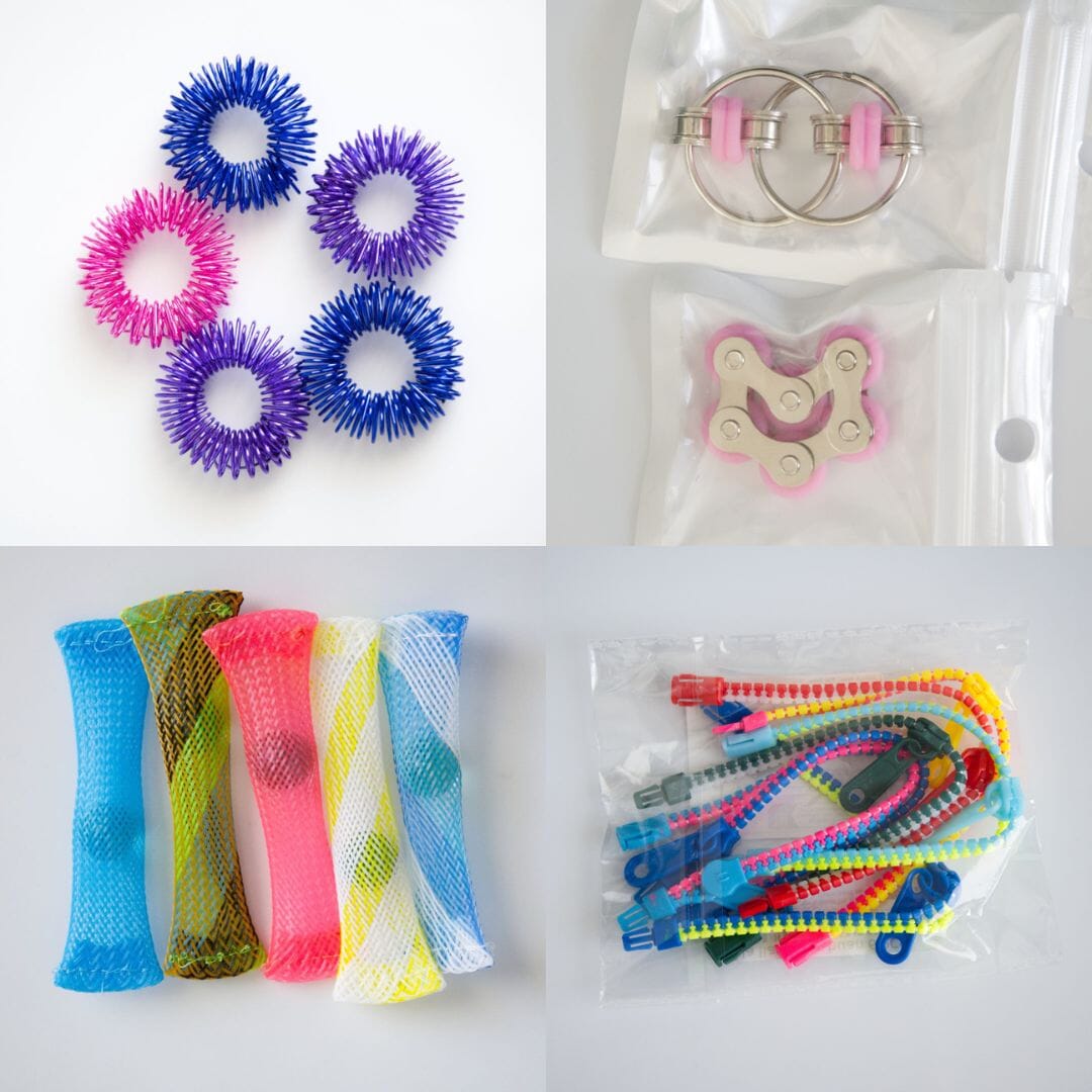 Bulk Fidget Toy Bundle (18 Fidgets) Blue Dreams Pink 