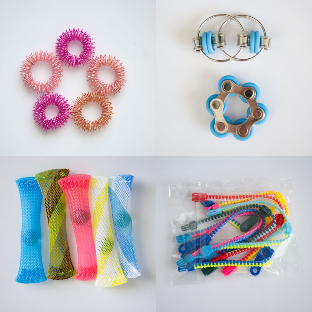 Bulk Fidget Toy Bundle (18 Fidgets) Pink Rose Turquoise 