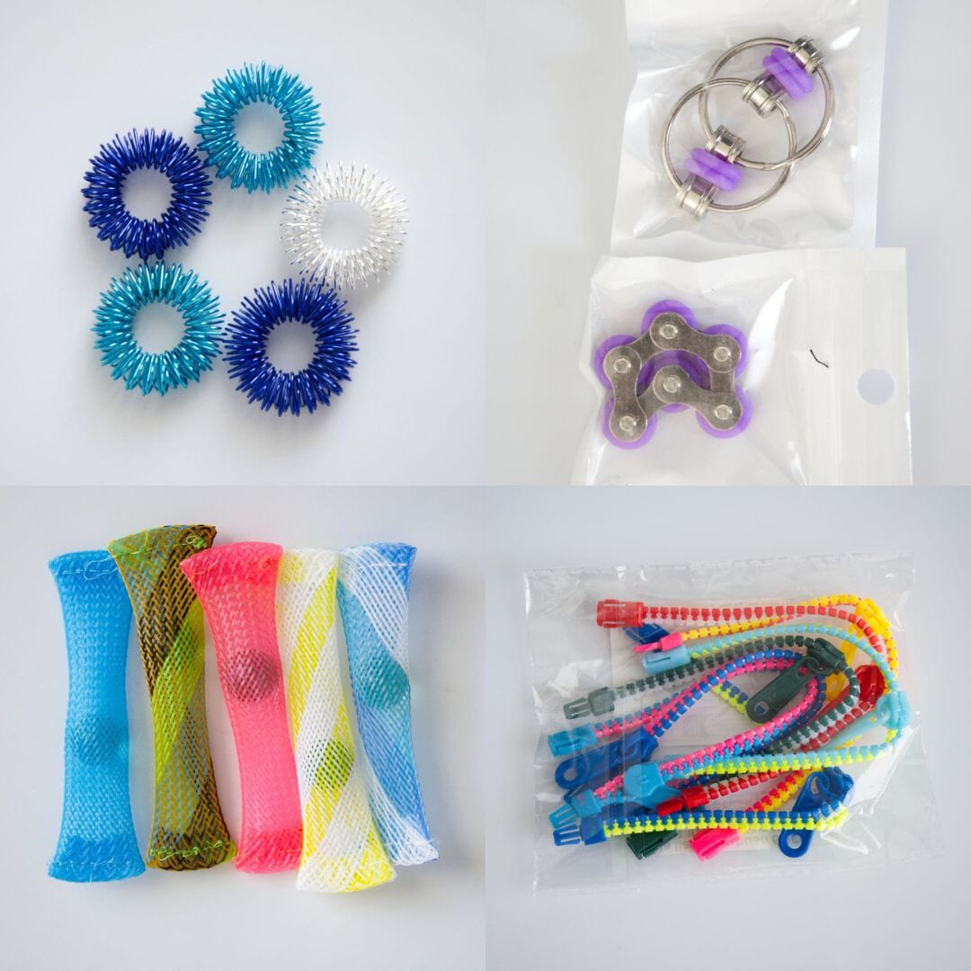 Bulk Fidget Toy Bundle (18 Fidgets) Blue Ocean Purple 